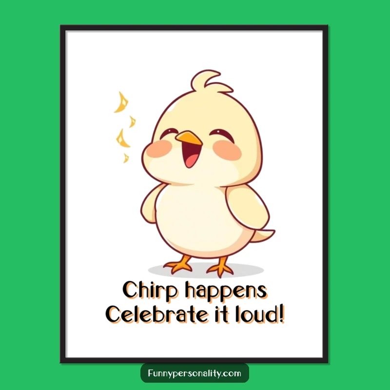 Joyful Bird Art Free Printable: Musical Bird Singing Funny Downloadable Wall Decor