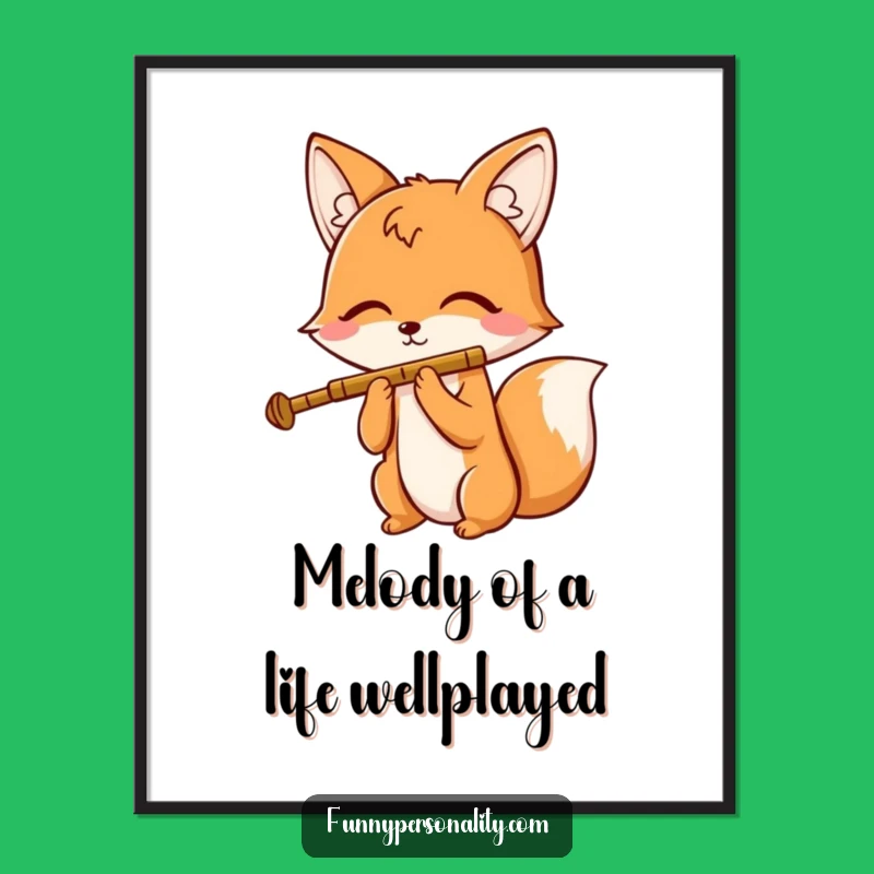 Funny Free Printable Wall Art: Fox with Flute, Whimsical Downloadable Decor