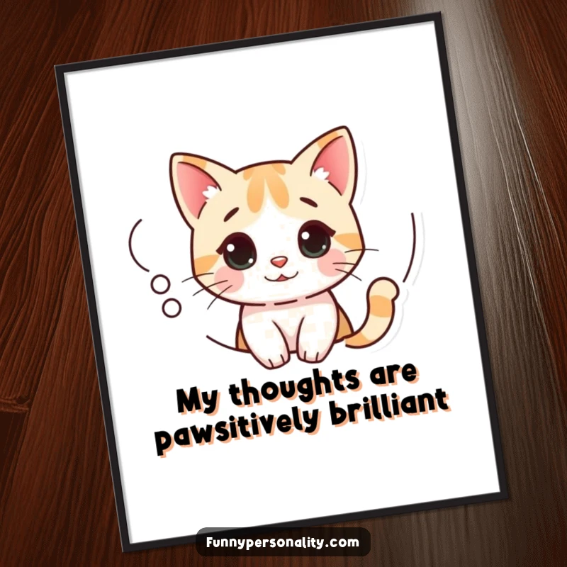 Funny Free Printable Wall Art: A curious cat peeking from a thought bubble, adding whimsical and witty charm to your walls.