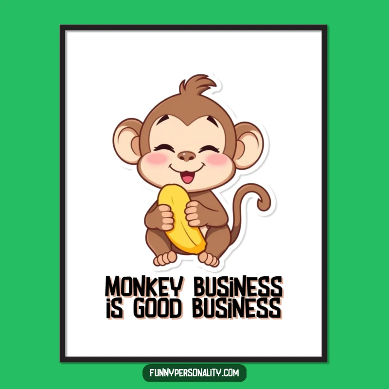 Playful Monkey Art Free Printable: Silly Banana Face Funny Downloadable Wall Decor
