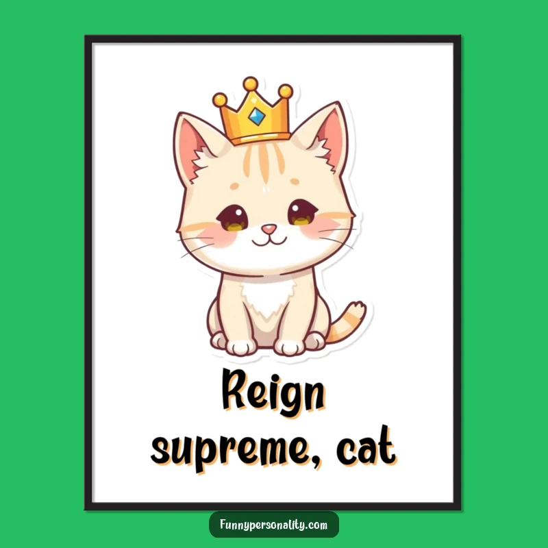 Funny Free Printable Wall Art: Regal Cat Portrait, Quirky Downloadable Decor
