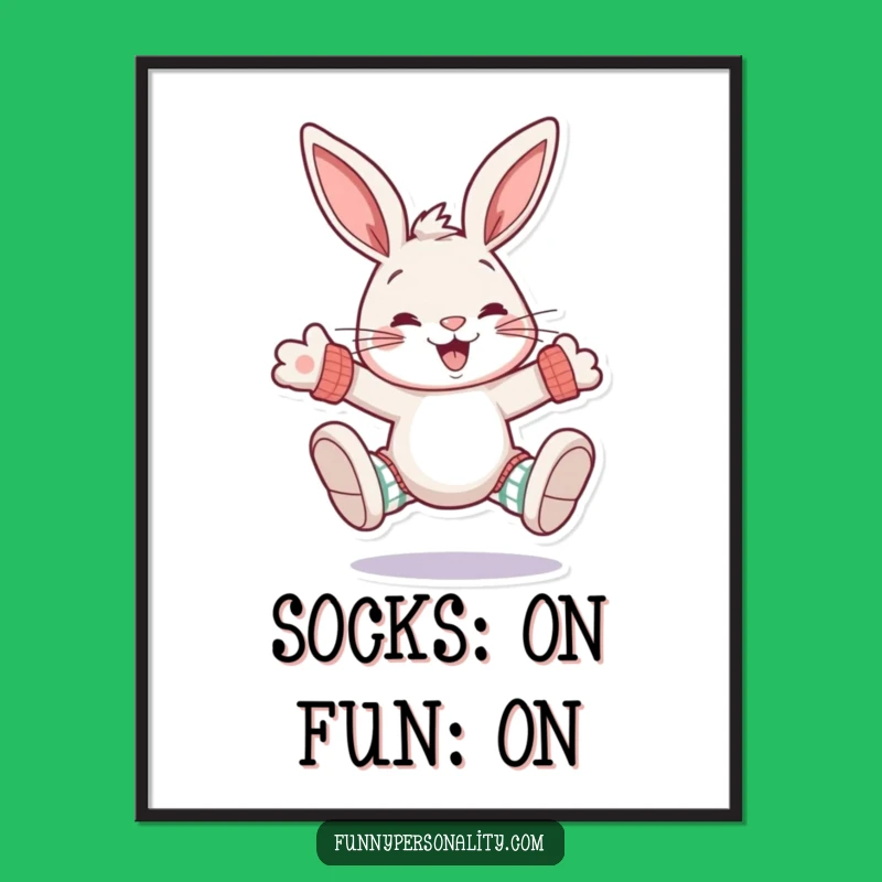 Free Printable Funny Rabbit Art - Mismatched Socks Grin Downloadable Decor