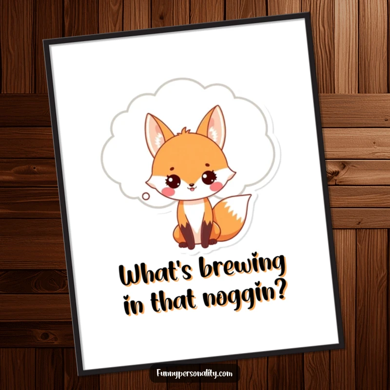 Funny Free Printable Wall Art: A stylish fox wearing a giant thought bubble, adding a touch of wit to any room.