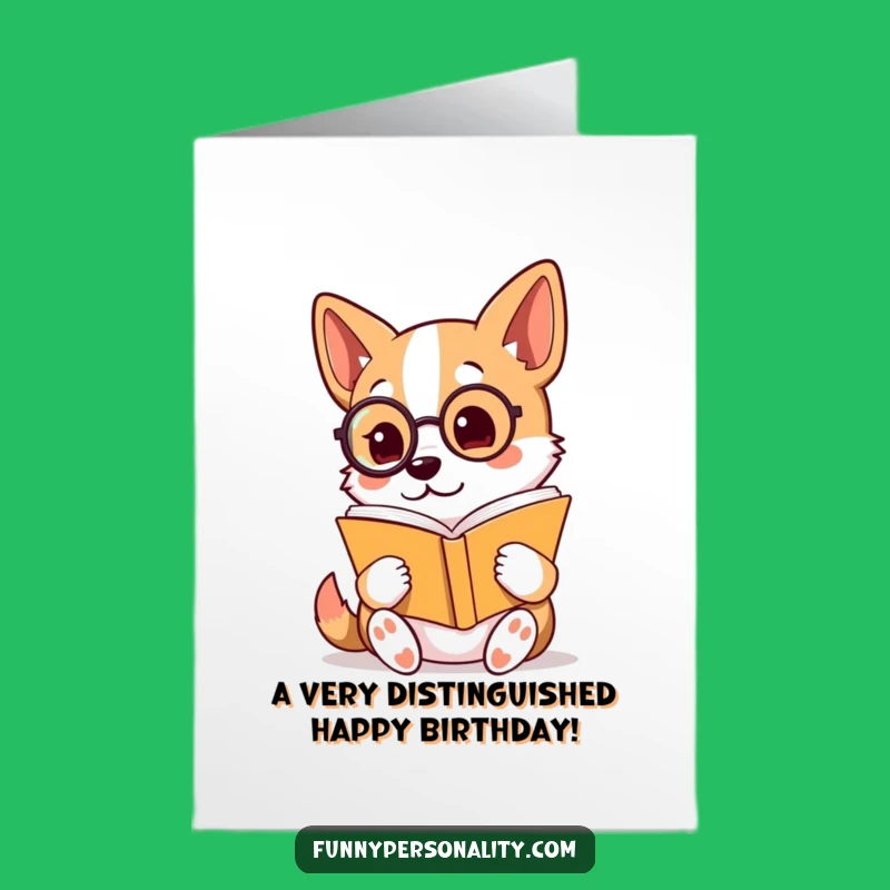 Free Printable Birthday Card: Dapper Dog Reader - Humorous Downloadable Gift