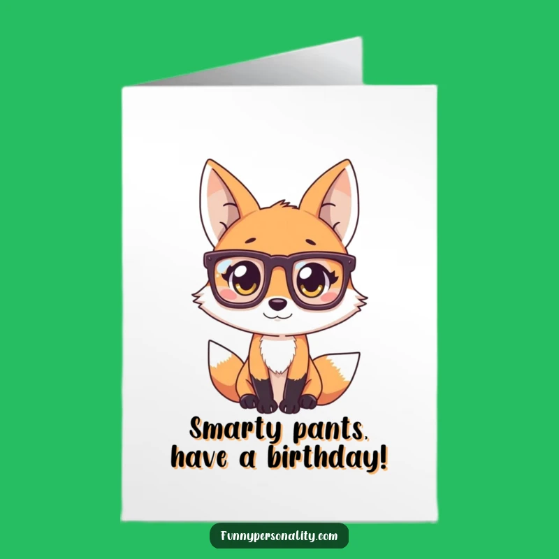 Free Printable Birthday Card: Fox in Glasses for Hilarious Wishes