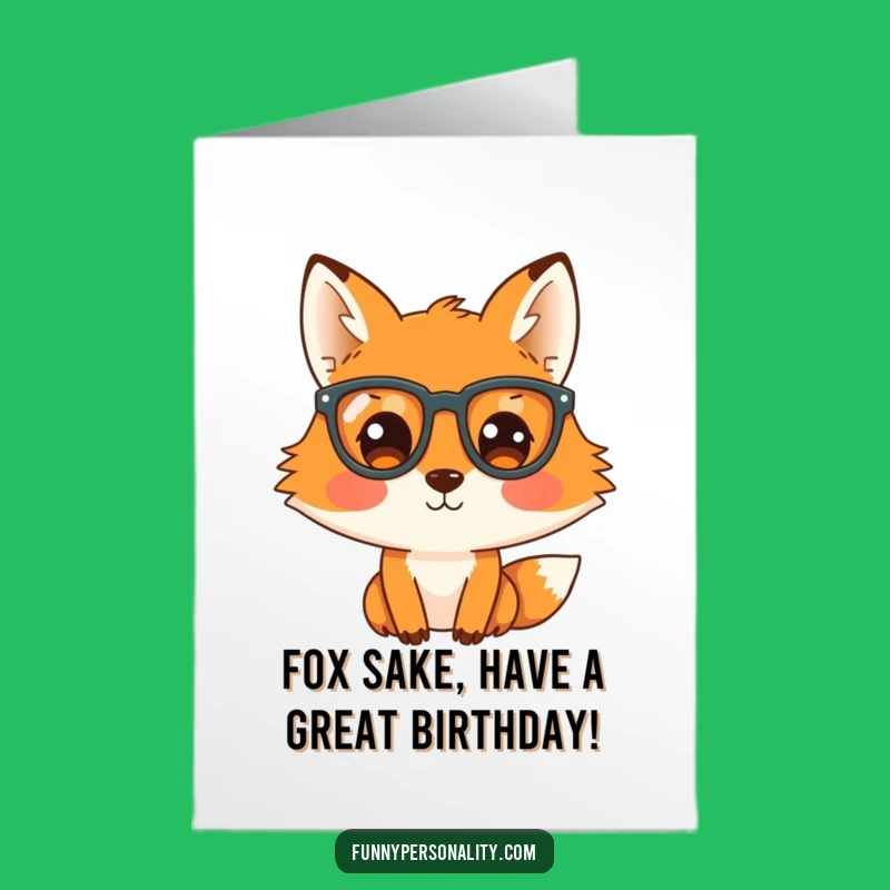 Free Printable Birthday Card: Funny Fox with Glasses, Perfect Quirky Downloadable Gift