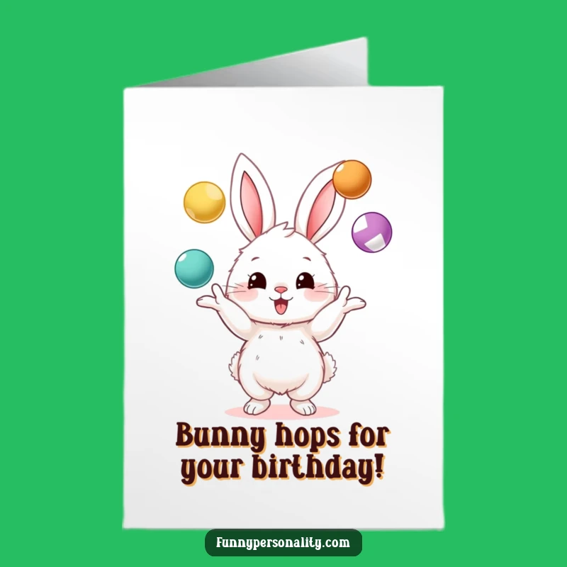 Free Printable Birthday Card: Funny Juggling Bunny, DIY Downloadable Gift for Laughs