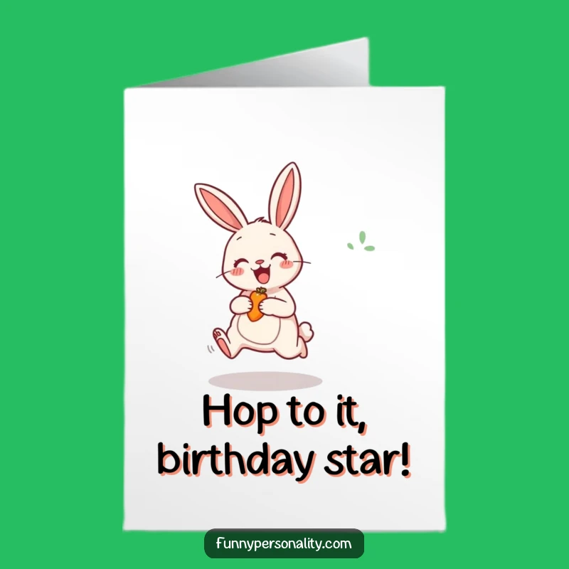 Free Printable Birthday Card: Jumping Rabbit for Carrot, Fun Downloadable Gift
