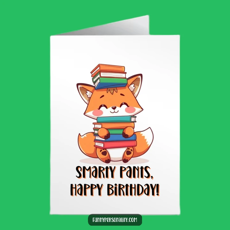 Free Printable Funny Fox Birthday Card - Book Balance Downloadable Gift