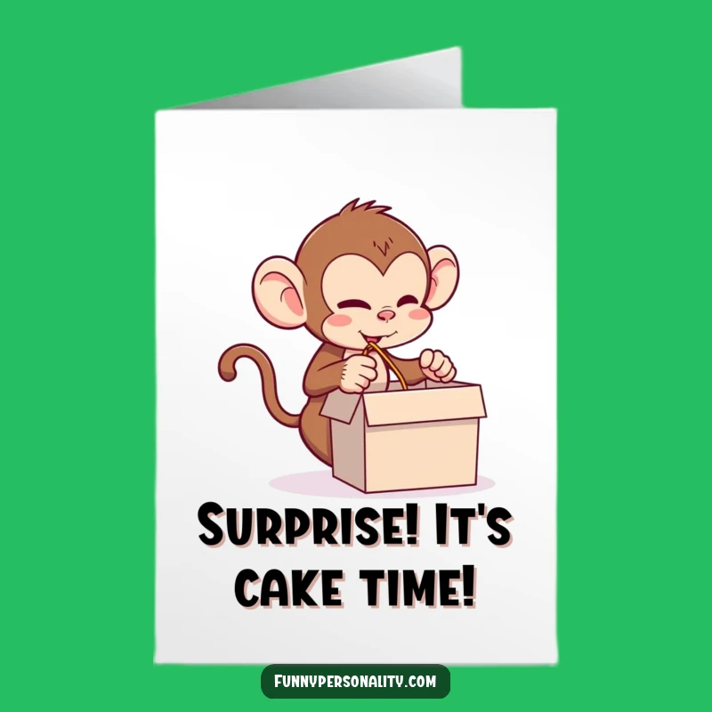 Free Printable Monkey Birthday Card: Long String Surprise, Funny Prankster Downloadable