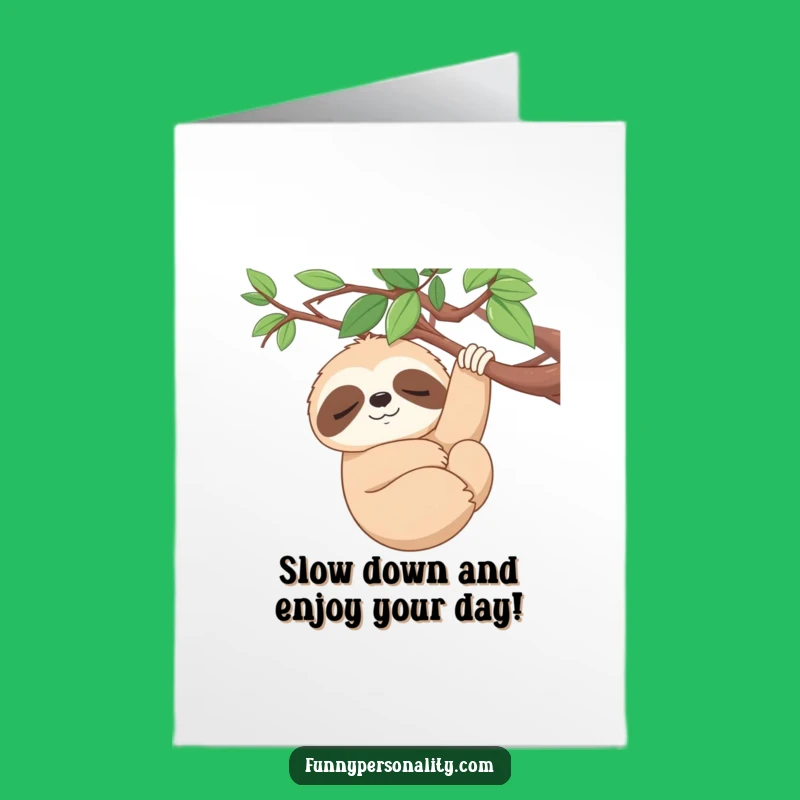 Free Printable Sloth Birthday Card: Relaxed Smile Design for Downloadable Chill Wishes