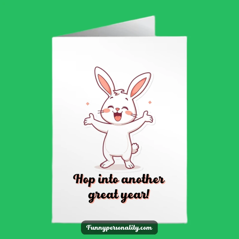 Free Printable Birthday Card: Bunny Dance, Funny Downloadable Greeting for Fun