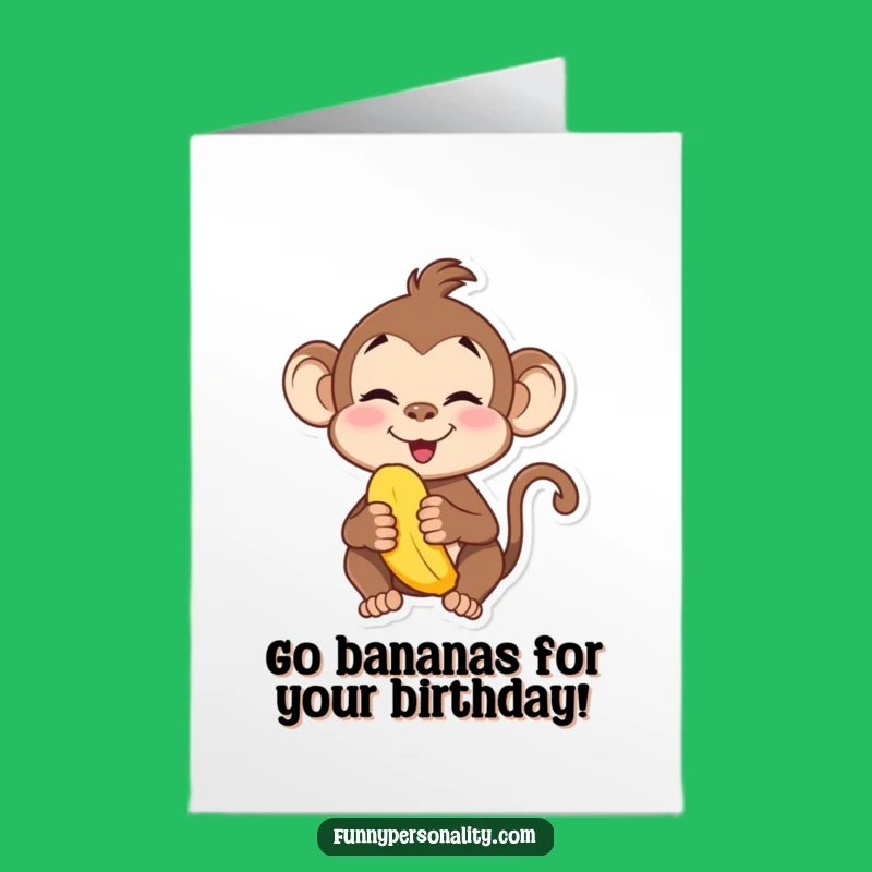 Monkey Birthday Card Free Printable: Silly Face Banana Funny Downloadable Gift