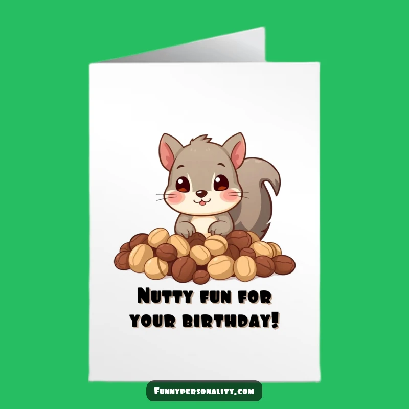Free Printable Birthday Card: Curious Squirrel Nuts, Funny Downloadable Gift for Hoarders