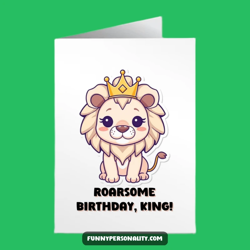 Free Printable Triumphant Lion Birthday Card: Royal Downloadable Gift for Kings