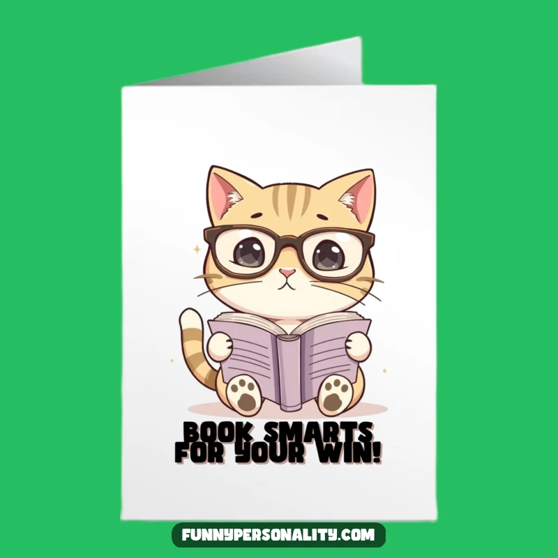 Free Printable Congrats Card: Bookish Cat, Downloadable Success for the Studious
