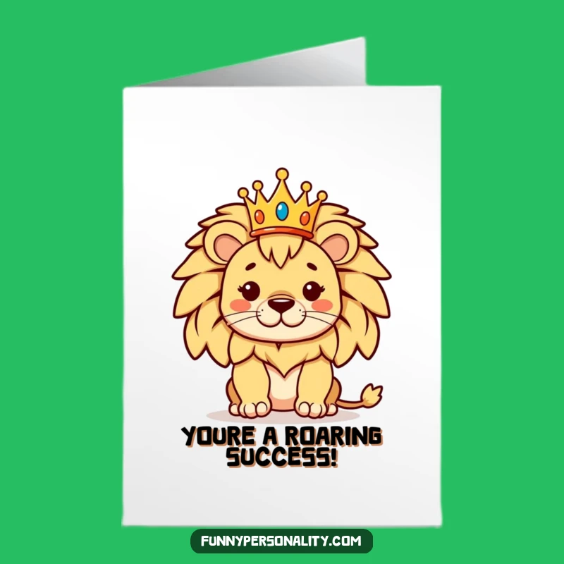 Free Printable Congrats Card: Proud Lion Crowned for Funny Celebration