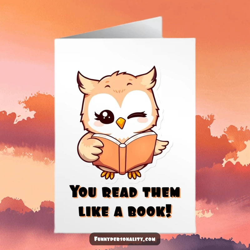 Funny Free Printable Congratulations Card showcasing a winking owl with a book, perfect for celebrating any achievement.