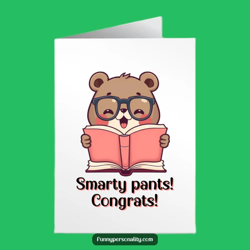 Free Printable Congrats Bear Card, Funny Bookish Downloadable for Any Achievement