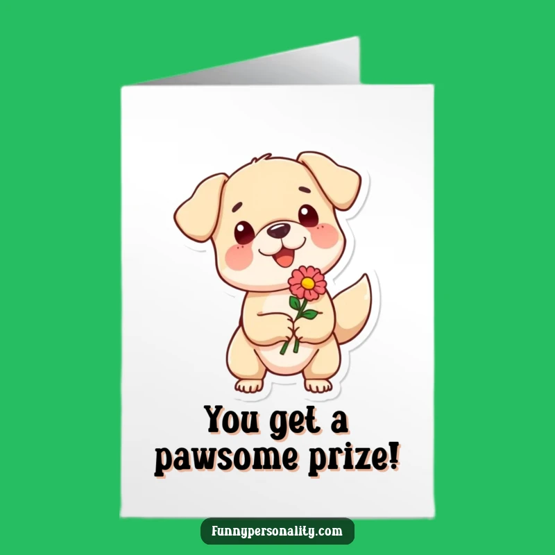 Free Printable Congratulations Card: Dog with Flower, Celebrate Joy, Print at Home