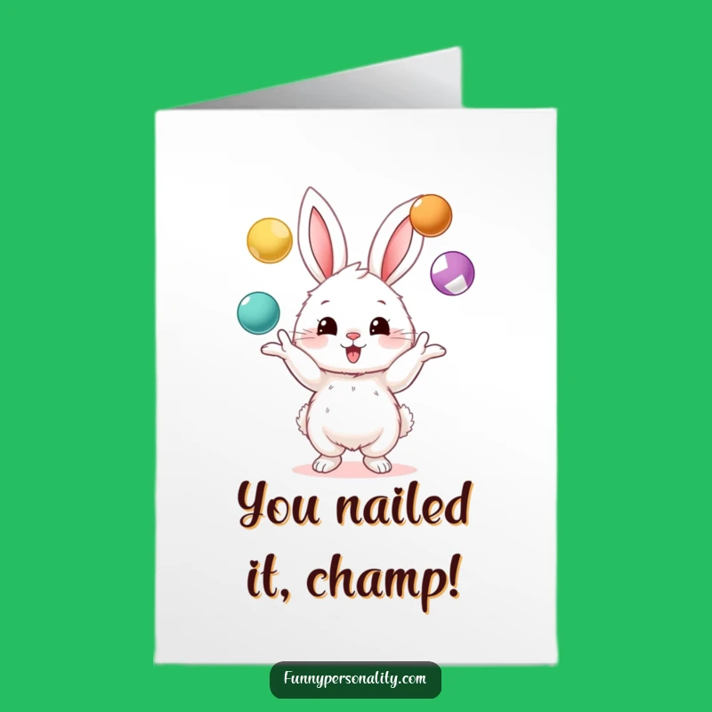 Free Printable Congratulations Card: Juggling Bunny, Celebrate with Humor, Print at Home