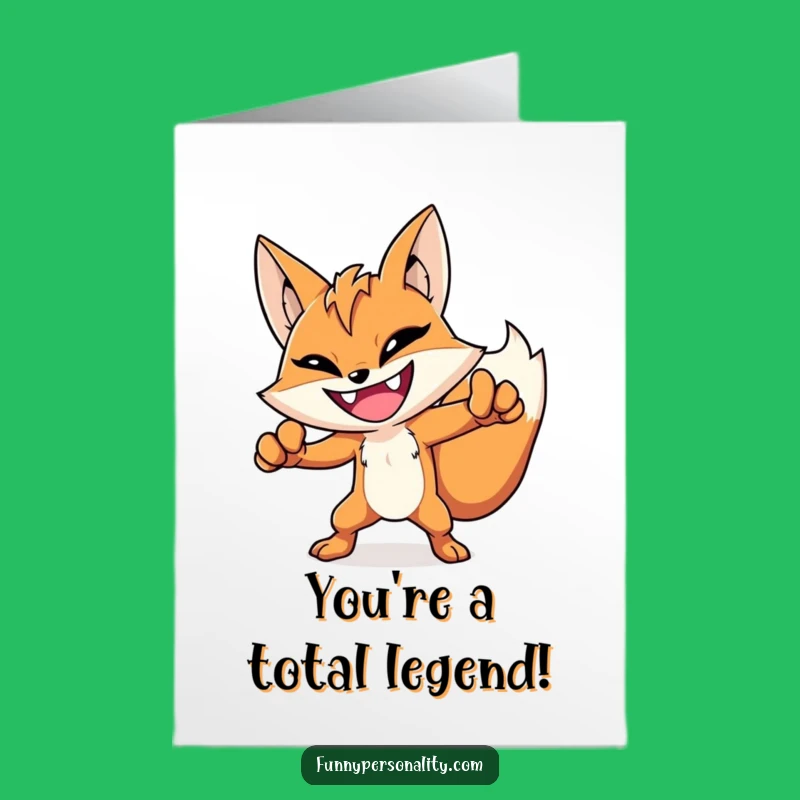 Free Printable Congrats Card: Funny Fox Hero Posing to Celebrate Triumphs