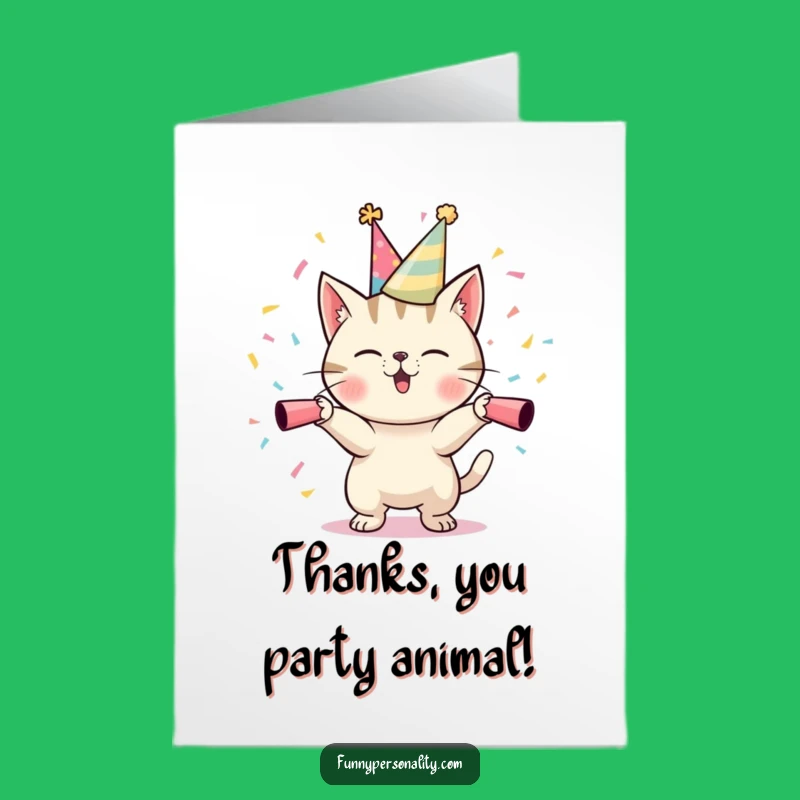Free Printable Thank You Card: Cat's Festive Thanks!
