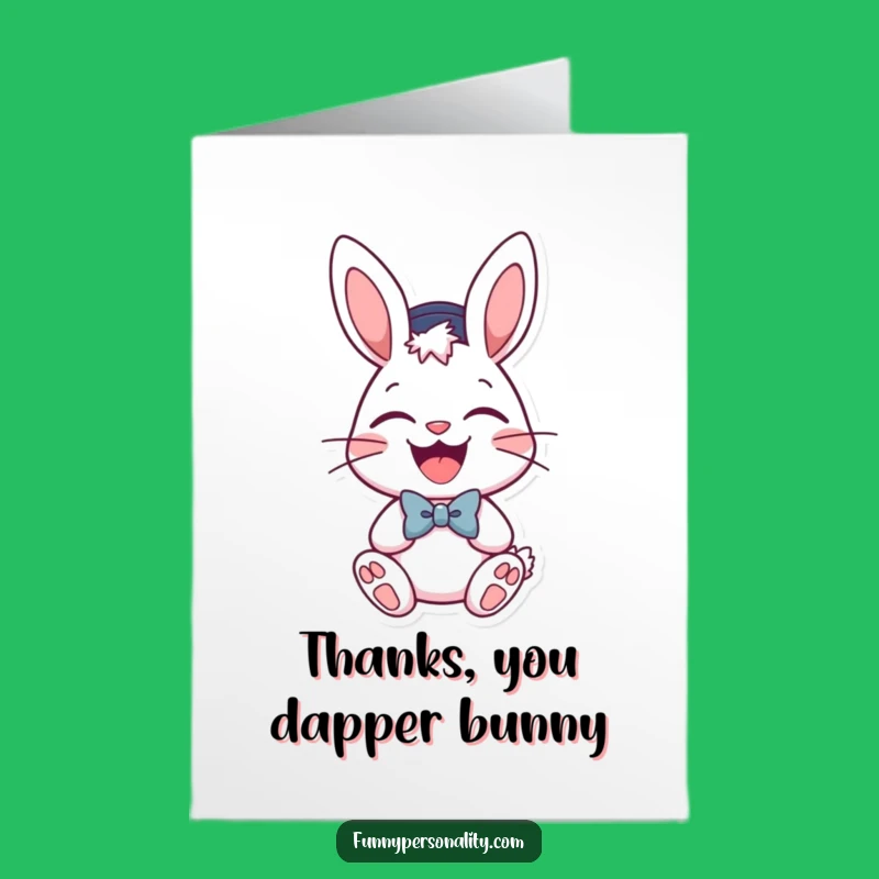 Free Printable Thank You Card: Cheerful Bunny, Dressed Up, Downloadable Gratitude