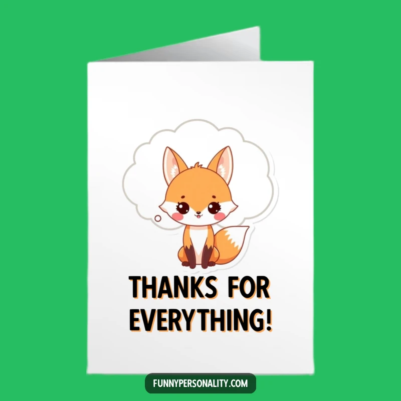 Free Printable Thank You Card: Fox Thought Bubble, Funny Gratitude Download