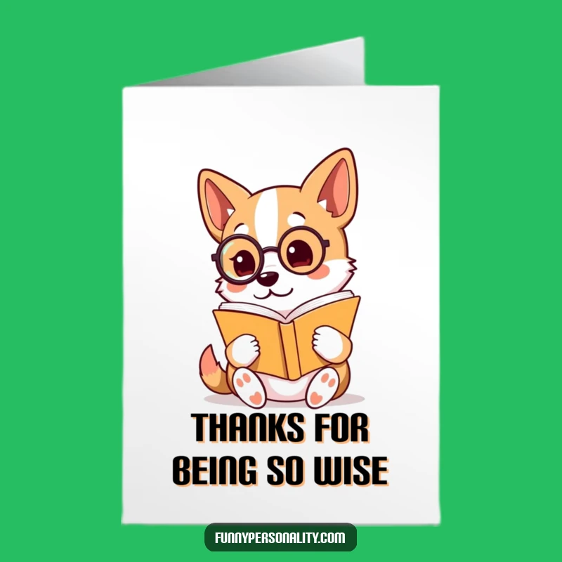 Free Printable Thank You Card: Monocle Dog Scholar - Unique Downloadable