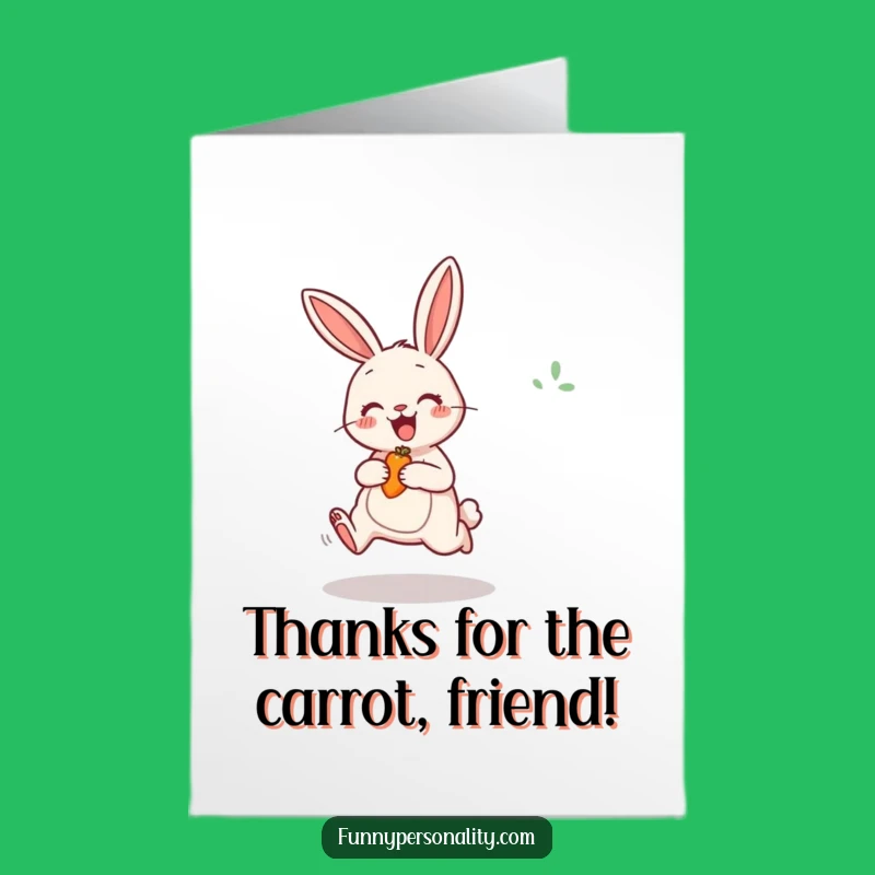 Free Printable Thank You Card: Rabbit Jumping for Carrot, Sweet Downloadable Gift