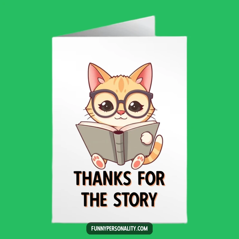 Free Printable Thank You Card: Silly Cat Thanks You from a Giant Book