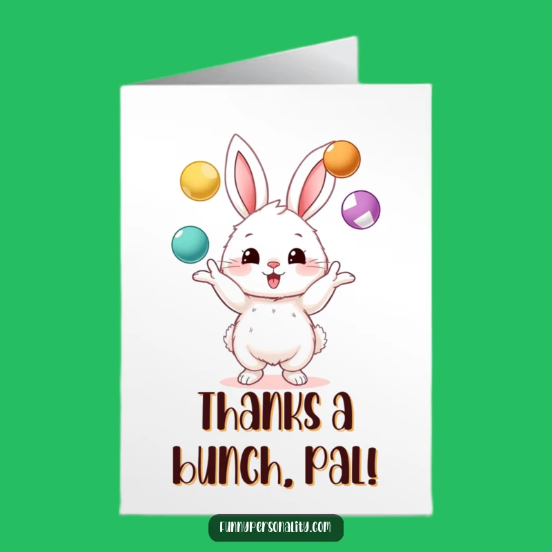 Free Printable Thank You Card: Juggling Bunny, Express Gratitude with Fun, Print Instantly