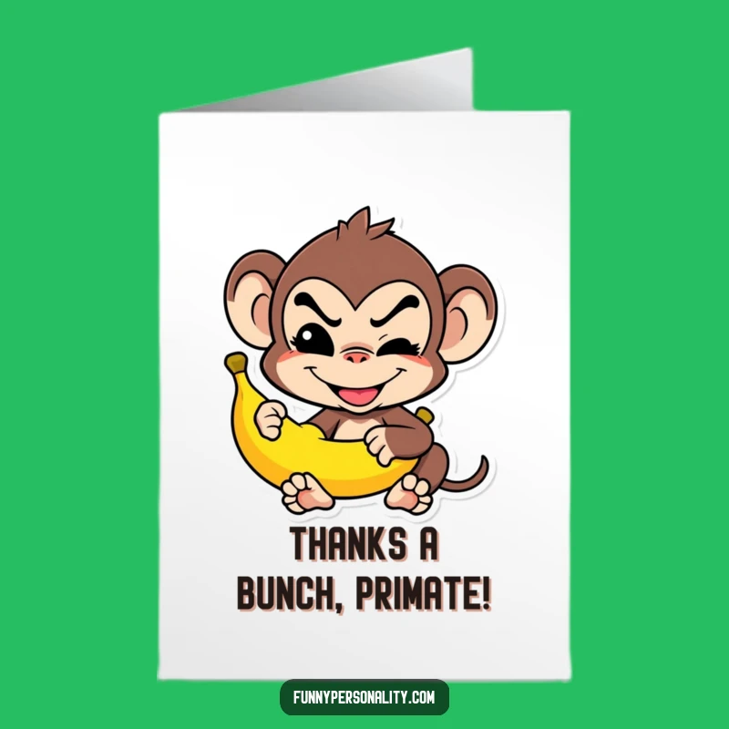 Free Printable Monkey Thank You Card: Banana Balance Design for a Downloadable Grateful Note