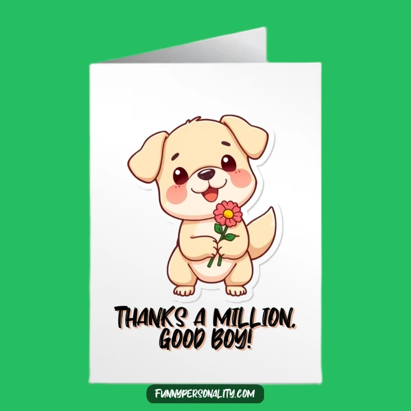 Free Printable Thank You Card: Dog with Flower, Heartfelt Thanks, Print Instantly