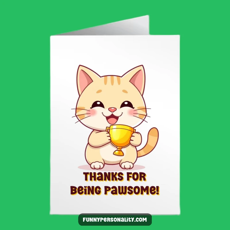 Free Printable Thank You Card: Cat's Trophy of Gratitude Gift