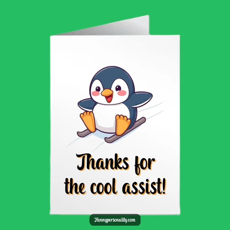 Free Printable Penguin Thank You Card: Hilarious Slide Appreciation Downloadable