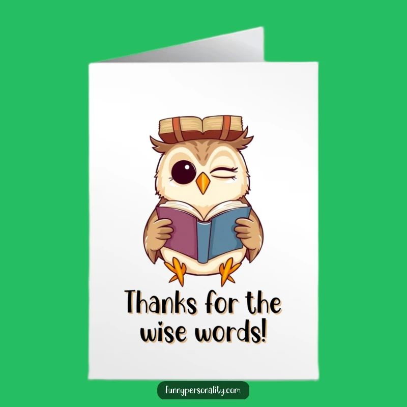 Free Printable Thank You Card: Winking Owl Reads Book Upside Down Gratitude