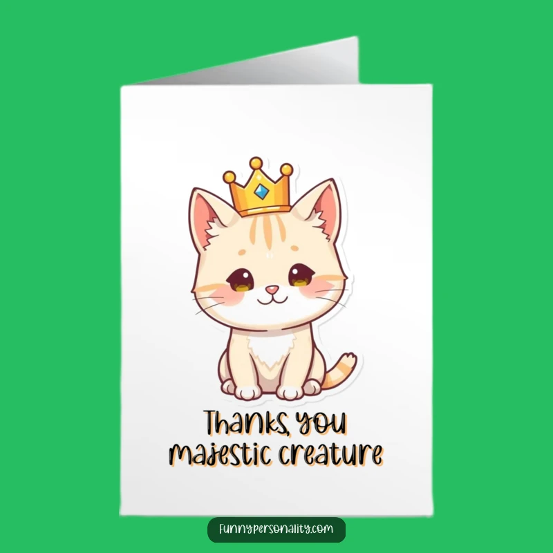 Free Printable Thank You Card: Regal Cat's Royal Thanks, Downloadable