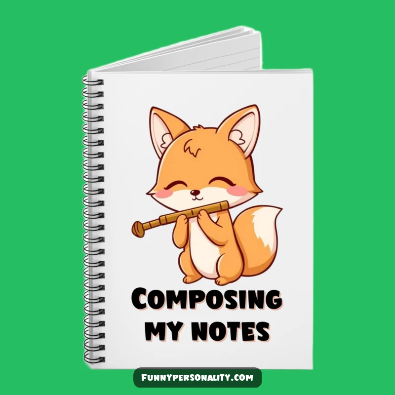 Funny Fox Flute Notebook - Cute Cartoon Journal, Perfect Gift