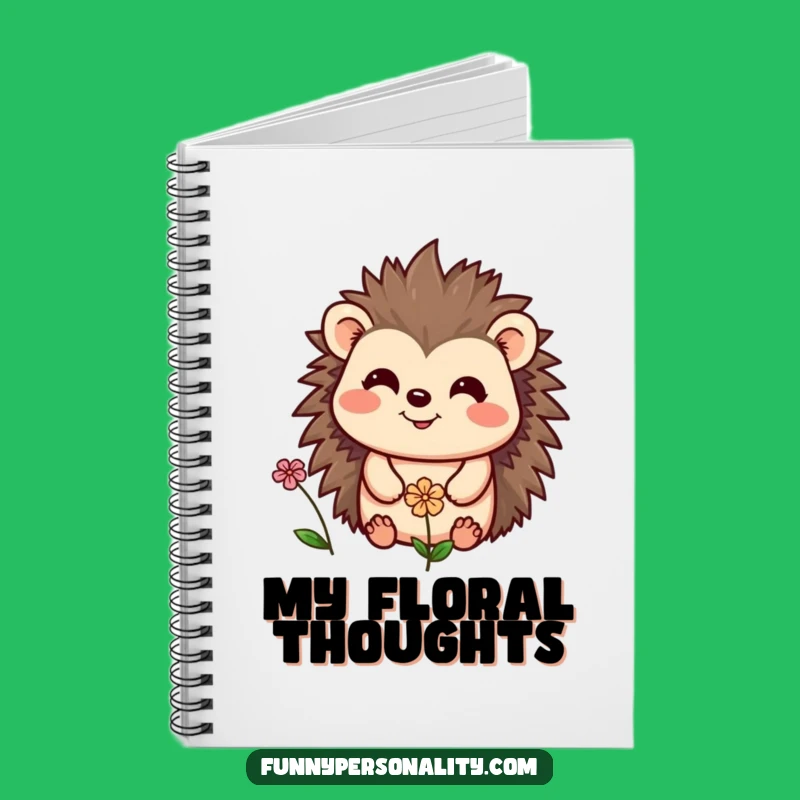 Funny Hedgehog & Flower Notebook: Jot Down Happy Thoughts