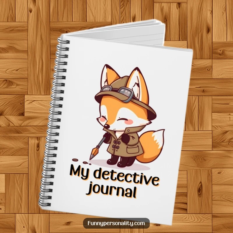 Funny detective fox sniffing, a humorous notebook for detectives and curious minds.