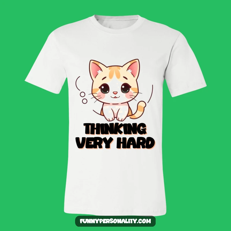 Funny Curious Cat T-Shirt: Pondering Kitty in Thought Bubble, Ideal Funny Gift for Cat Fans