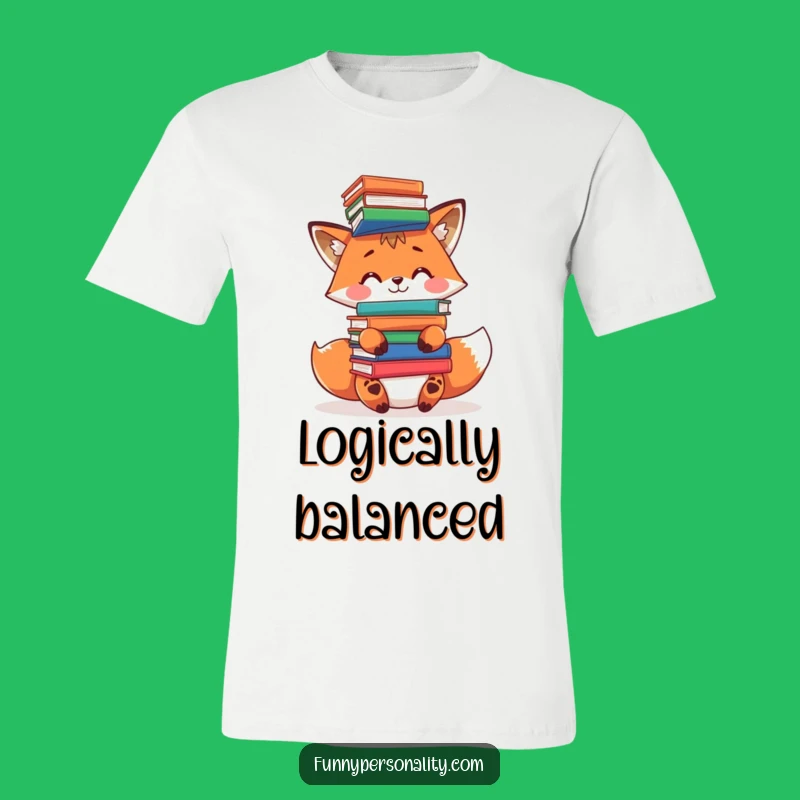 Funny Fox Books T-Shirt: Balancing Act, Smart Style, Ideal Funny Gift