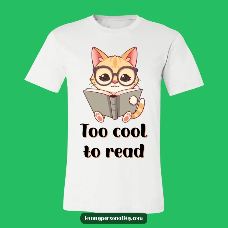 Funny Cat Reading T-Shirt - Silly Scholar Cat, Hilarious Bookworm Apparel