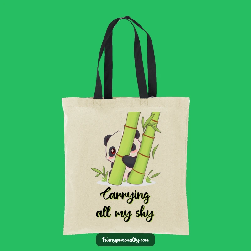 Funny Panda Tote Bag: Carry Your Essentials with Shy Panda in Bamboo