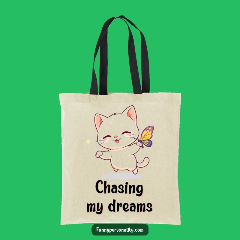 Funny Cat Butterfly Tote Bag - Durable Cartoon Cat Accessory, Great Gift