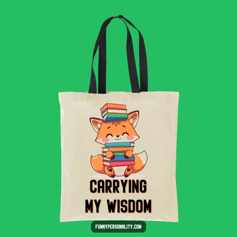 Funny Fox Tote Bag: Book Balance, Smart Carry, Perfect Funny Gift