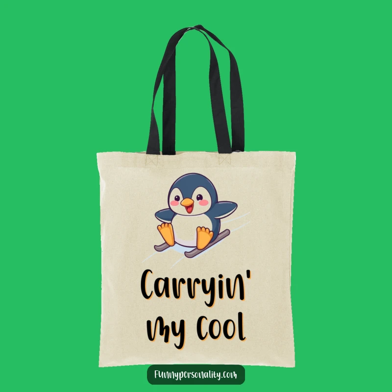 Funny Penguin Sliding Tote Bag - Eco-Friendly Arctic Fun for Your Essentials