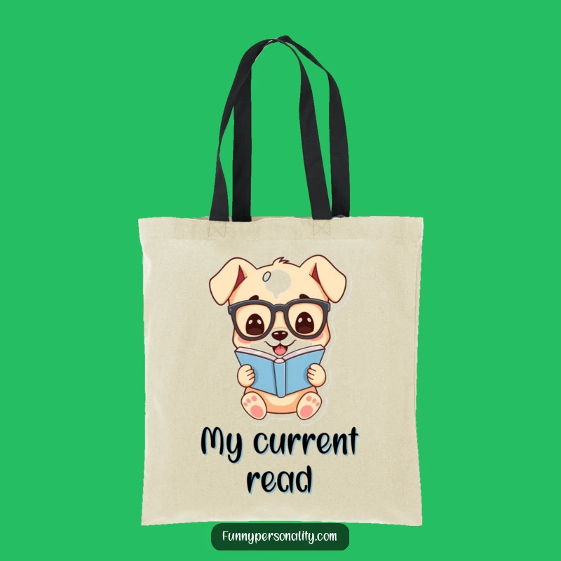 Funny Puppy Glasses Tote Bag: Cute Cartoon Book Lover, Practical Humor Gift